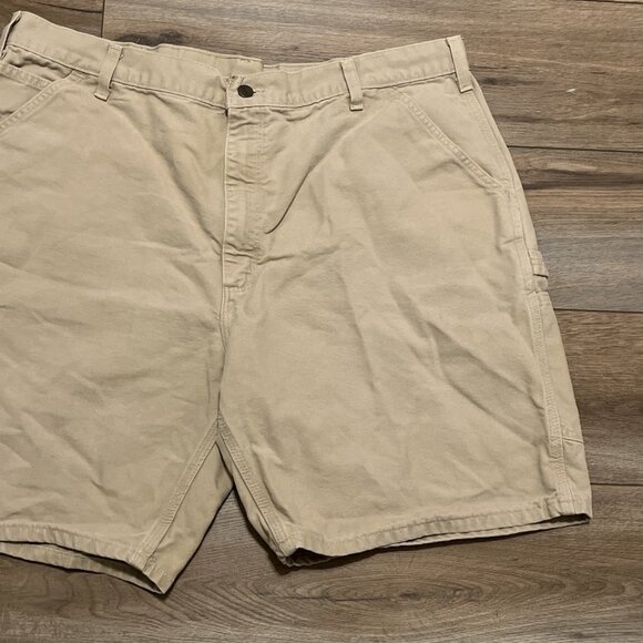 Men's VTG Carhartt Duck Canvas Carpenter Shorts SZ 42x9 Beige B25 WET Y2K - Picture 3 of 8